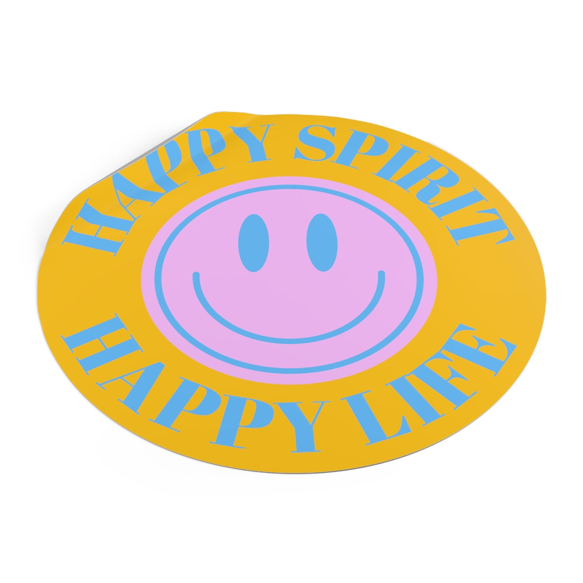 Happy Spirit Happy Life Round Vinyl Stickers, UV Smiley Stickers, Smile Sticker, Tumblr Retro Smile, VSCO Girl, Computer, Skateboard