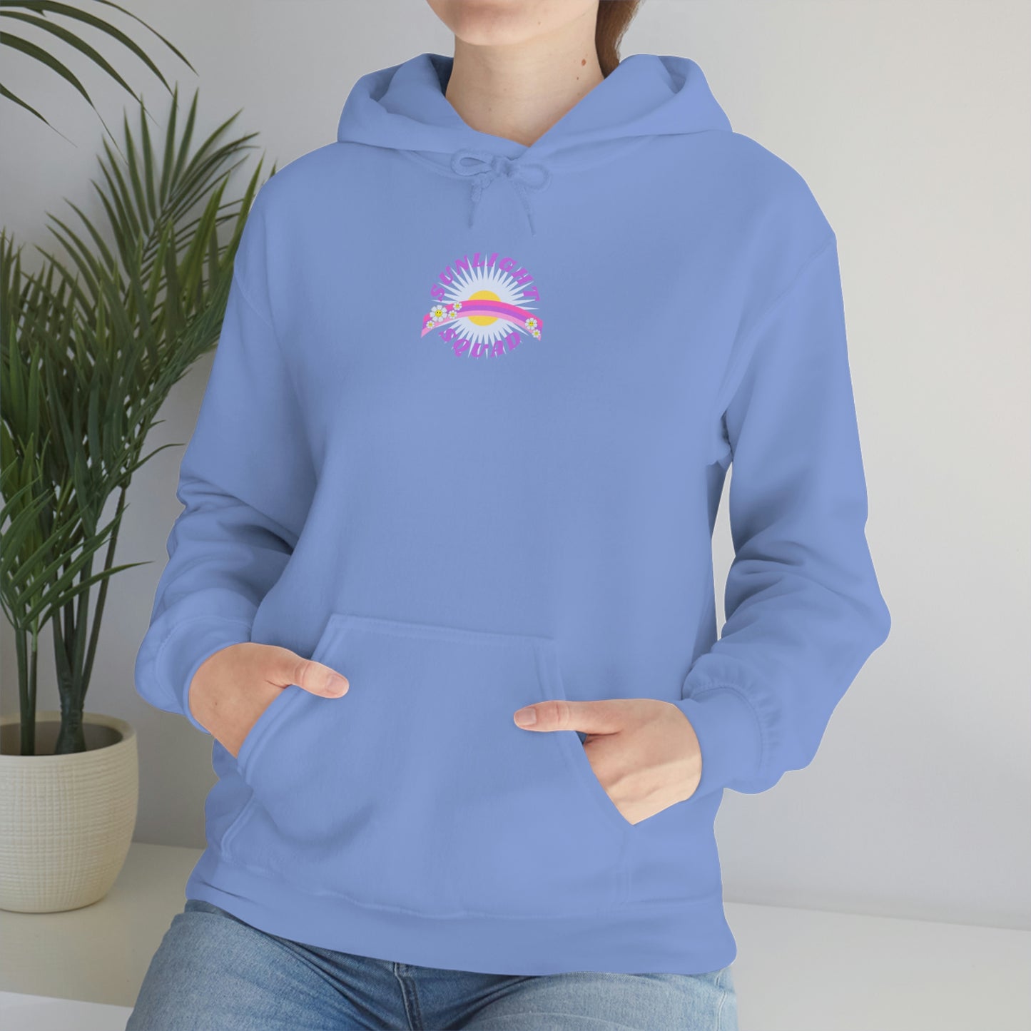 Retro Smile Flower Pink Purple Lavender Lilac Hoodie, Sunlight Squad Sweatshirt, Back Graphic Hoodie, VSCO Girl Oversized Trendy Tumblr Top