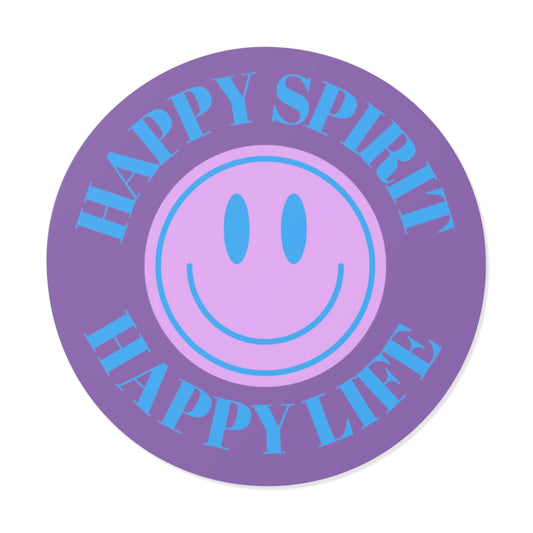 Happy Spirit Happy Life Round Vinyl Stickers, UV Smiley Stickers, Smile Sticker, Tumblr Retro Smile, VSCO Girl, Computer, Skateboard