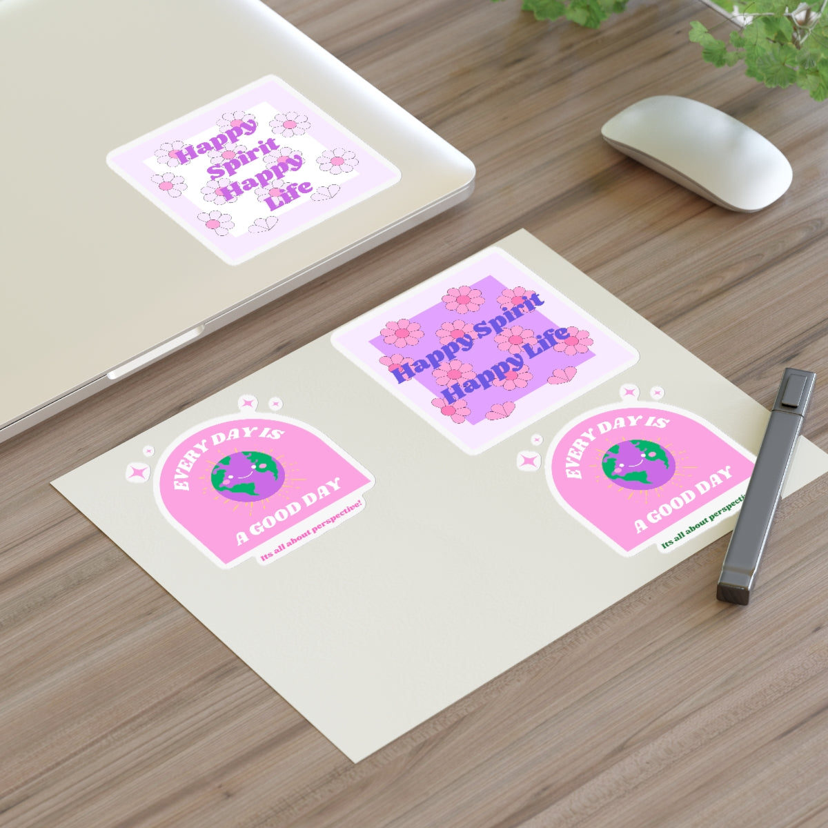 Retro Happy Spirit Happy Life Sticker Sheets, Every Day is a Good Day Stickers Positivity Happy Mind, Tumblr Vinyl Pink Purple Aesthetic