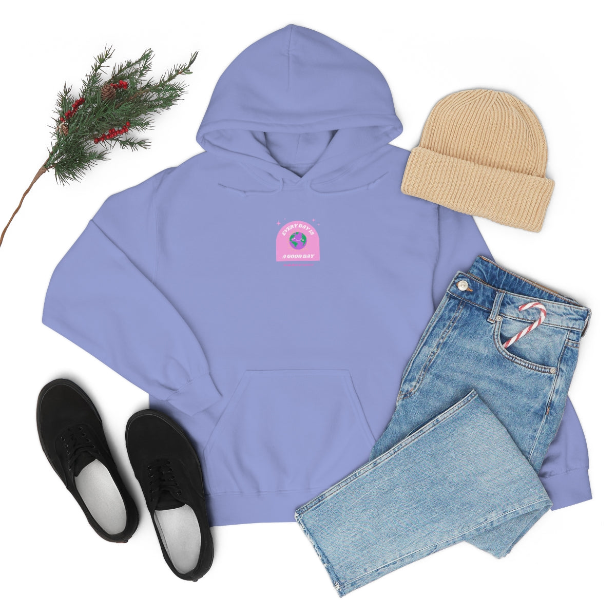 Retro Every Day is a Good Day, Its All About Perspective Earth Pink Purple Back Graphic Hoodie, VSCO Girl Oversized Trendy Tumblr Sweatshirt