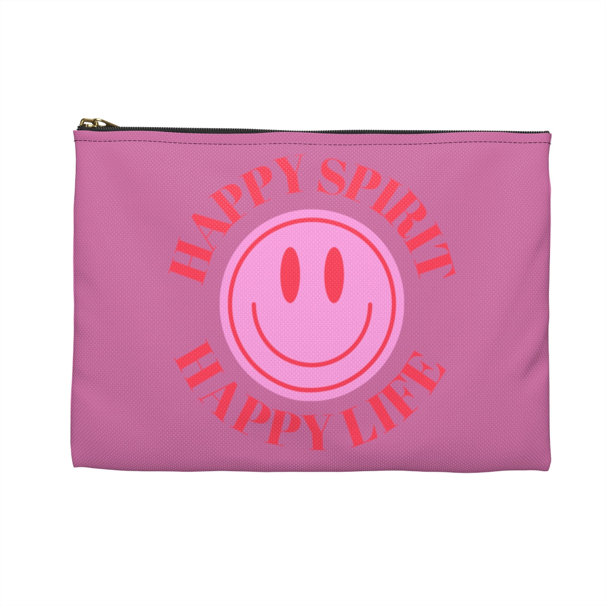 Happy Spirit Happy Life Accessory Pouch, Y2K Pouch, Vsco Girl Make Up Bag, Tumblr Smile Bag, Purple Case, Pencil Case, Travel Case,