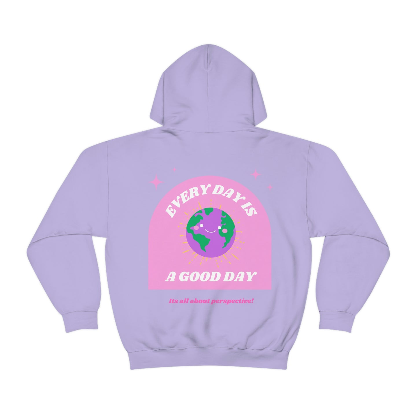 Retro Every Day is a Good Day, Its All About Perspective Earth Pink Purple Back Graphic Hoodie, VSCO Girl Oversized Trendy Tumblr Sweatshirt