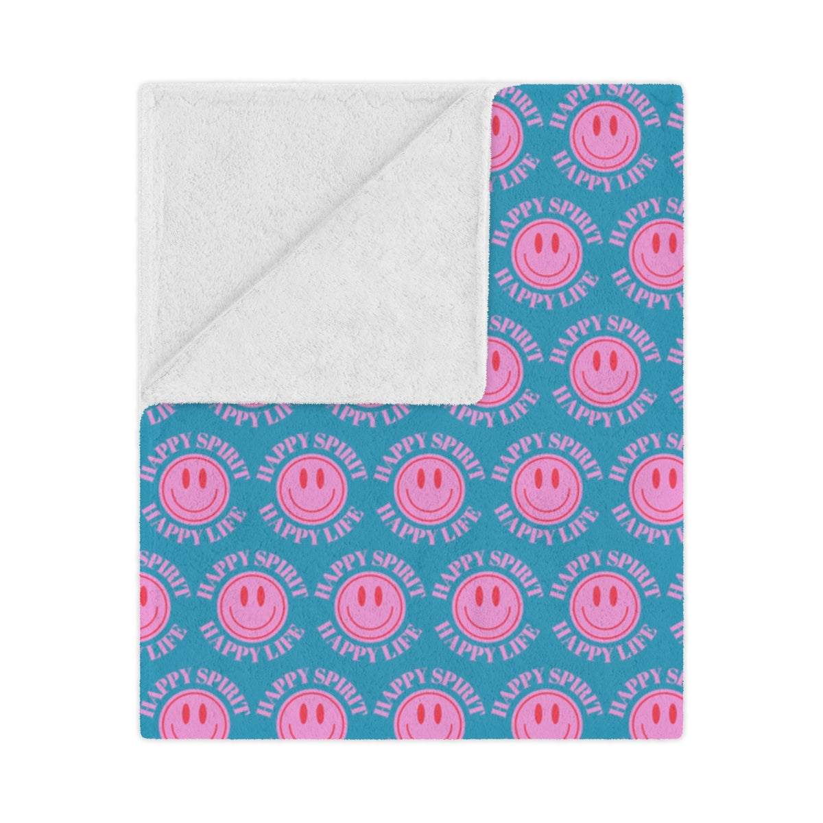 Adult Pink Smile Minky Blanket, Happy Spirit Happy Life Happy Mind Blanket, Aesthetic Blanket, Adult Fleece Smile Pink Y2k Throw