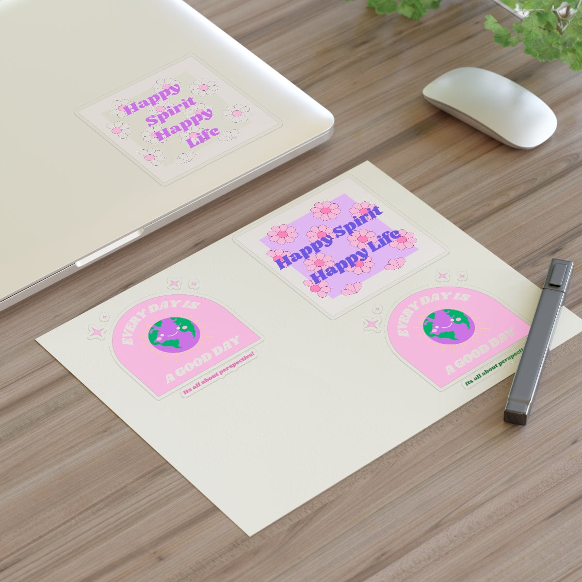 Retro Happy Spirit Happy Life Sticker Sheets, Every Day is a Good Day Stickers Positivity Happy Mind, Tumblr Vinyl Pink Purple Aesthetic