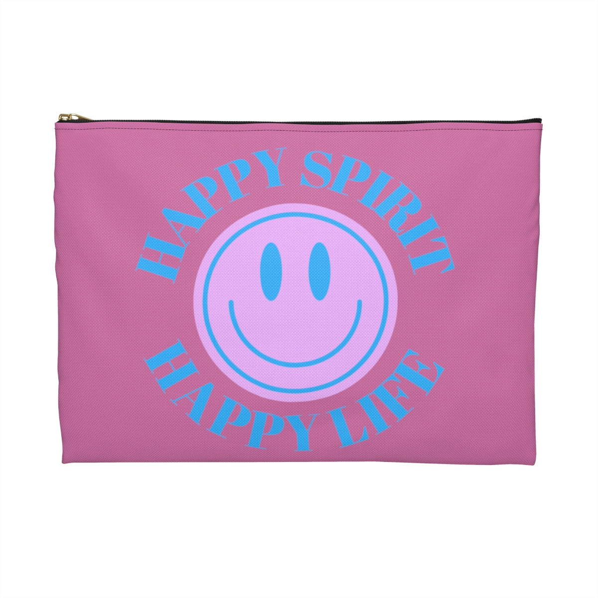 Happy Spirit Happy Life Accessory Pouch, Y2K Pouch, Vsco Girl Make Up Bag, Tumblr Smile Bag, Purple Case, Pencil Case, Travel Case,