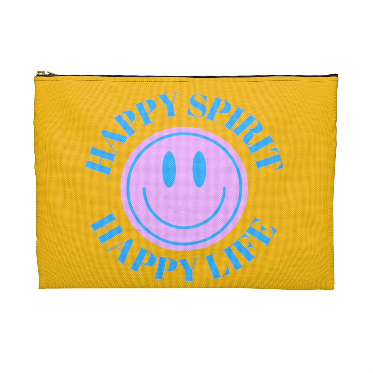 Happy Spirit Happy Life Accessory Pouch, Y2K Pouch, Vsco Girl Make Up Bag, Tumblr Smile Bag, Purple Case, Pencil Case, Travel Case,