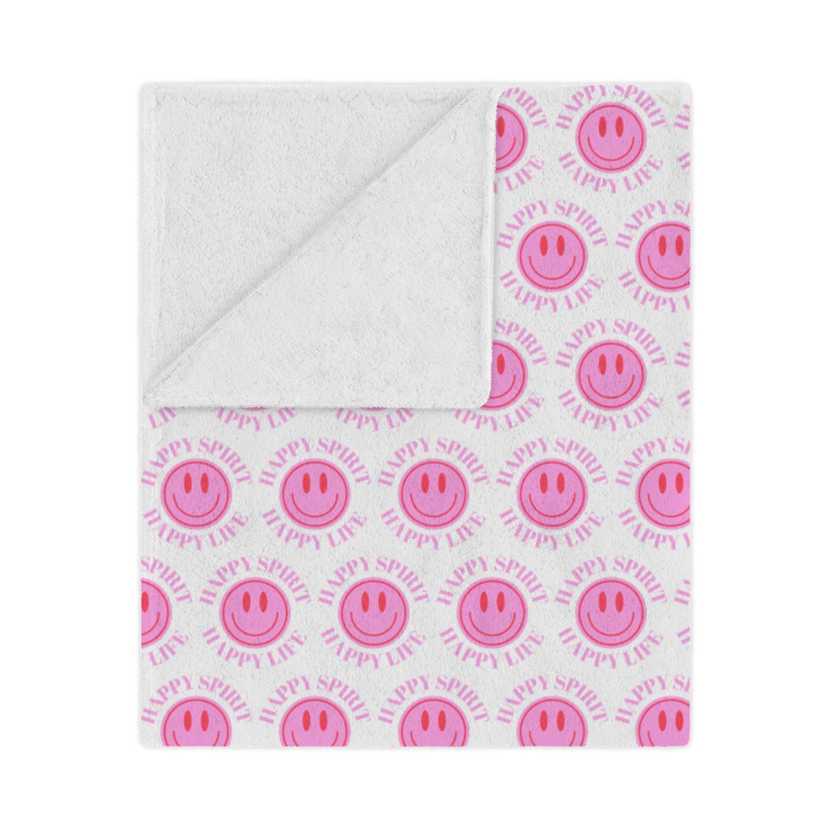 Adult Pink Smile Minky Blanket, Happy Spirit Happy Life Happy Mind Blanket, Aesthetic Blanket, Adult Fleece Smile Pink Y2k Throw