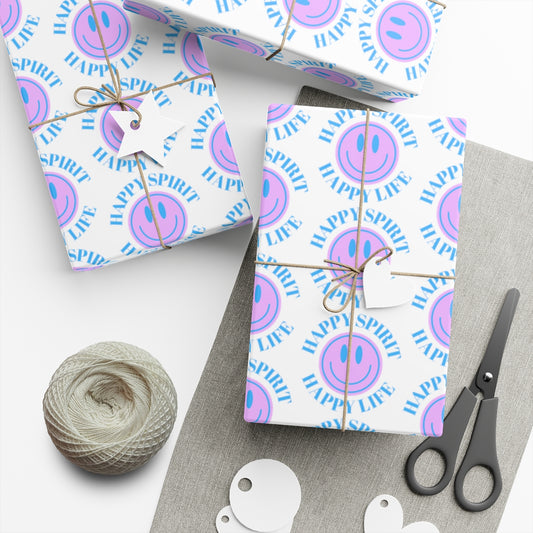 Purple Aesthetic Smile Face Gift Wrap Paper, Purple Smile Wrapping Paper, Pastel Christmas Paper, Lavender Holiday Wrapping Paper