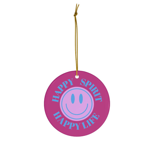 Holiday Ornament Happy Spirit Happy Life, Happiness Ornament, Modern Ornament, Smile Decoration, VSCO, Tumblr, Purple Smile, Retro Christmas