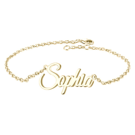 Personalized Custom Name Bracelet Gold Plated Sterling Silver