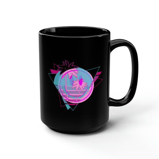 Mug, 15 Oz Retro Happy Spirit Happy Life Aesthetic Mug, Smile Face Mug, Trendy Coffee Mug, Tumblr Mug, Aesthetic Happy Life Gift,  Black Mug