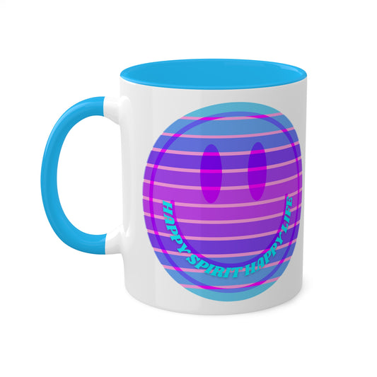 Retro Happy Spirit Happy Life Aesthetic Mug, Smile Face Mug, Trendy Coffee Mug, Tumblr Mug, Aesthetic Happy Life Gift, Aesthetic Mug
