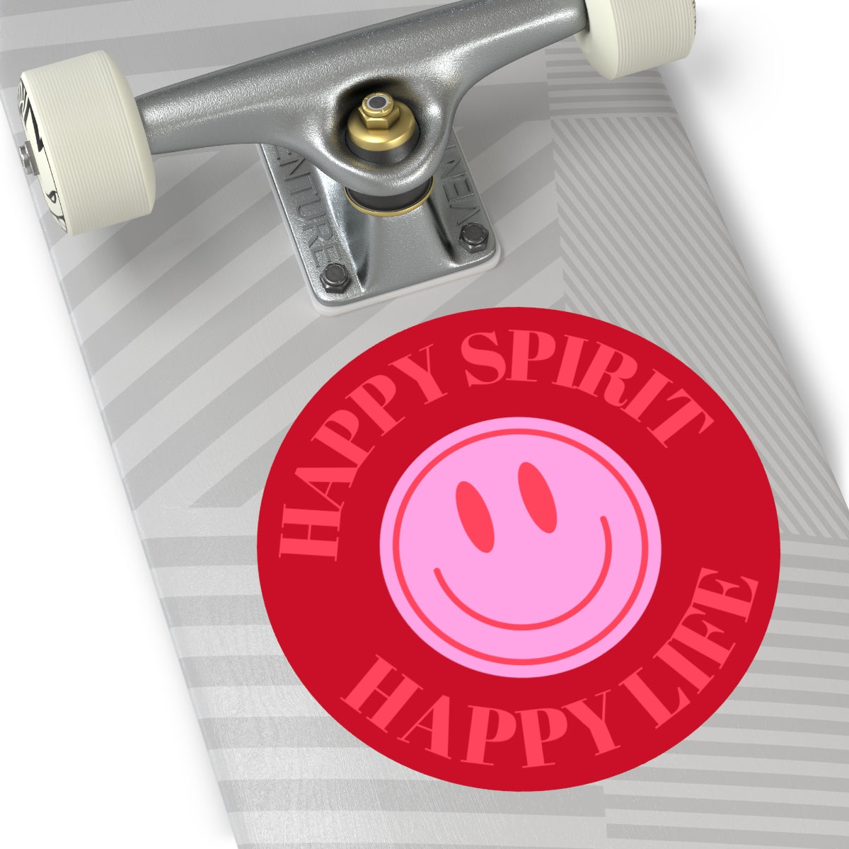 Happy Spirit Happy Life Round Vinyl Stickers, UV Smiley Stickers, Smile Sticker, Tumblr Retro Smile, VSCO Girl, Computer, Skateboard