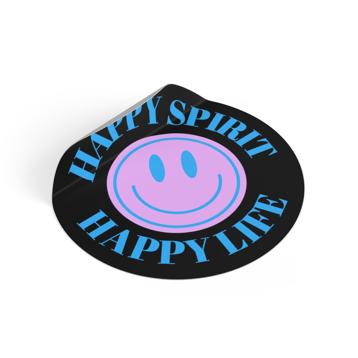 Happy Spirit Happy Life Round Vinyl Stickers, UV Smiley Stickers, Smile Sticker, Tumblr Retro Smile, VSCO Girl, Computer, Skateboard, Bumper