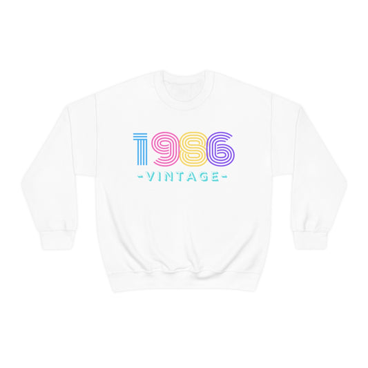 Personalized 1986 Vintage Retro Birthday or Special Date Crewneck Sweatshirt, Perfect Birthday Gift Sweatshirt, 80s style script