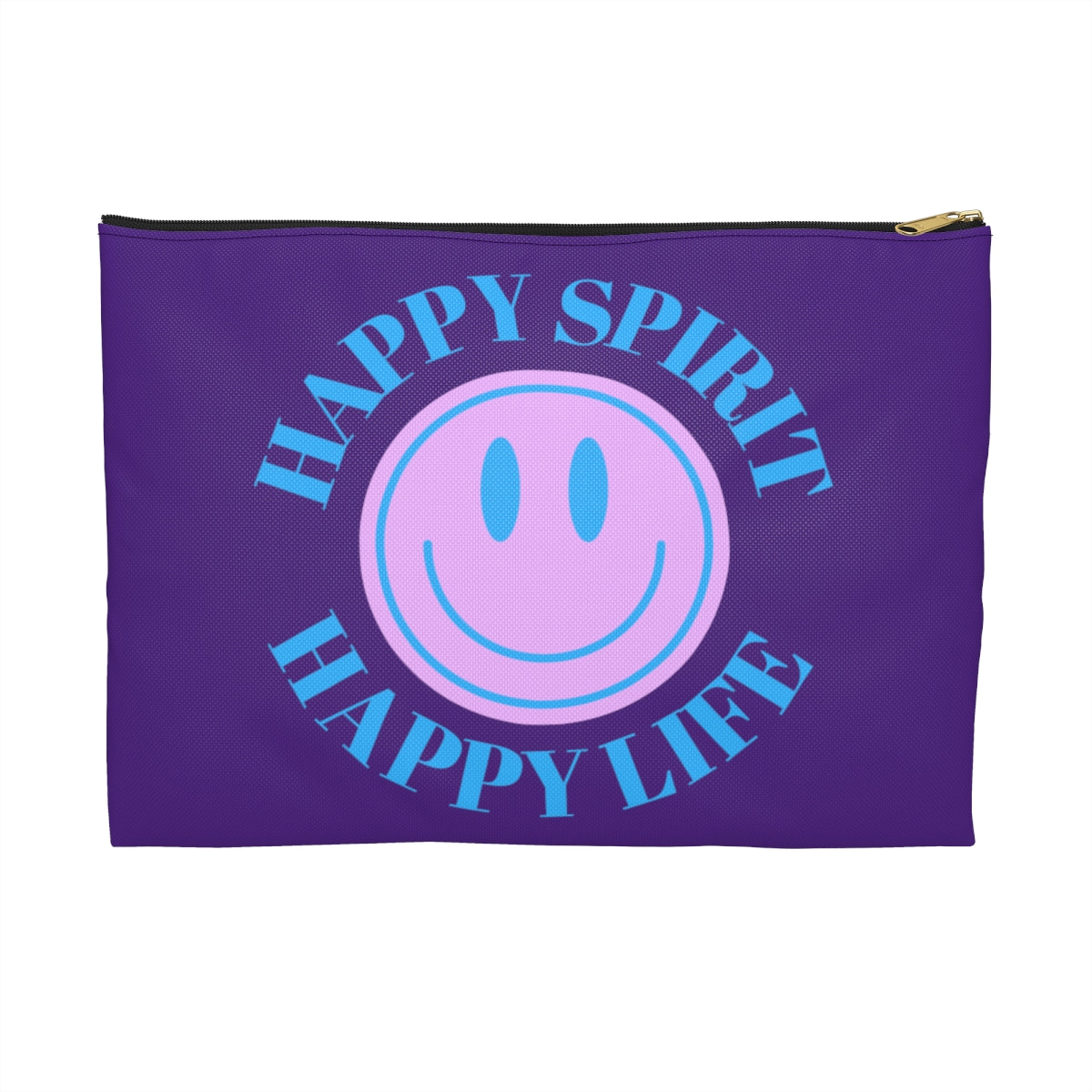 Happy Spirit Happy Life Accessory Pouch, Y2K Pouch, Vsco Girl Make Up Bag, Tumblr Smile Bag, Purple Case, Pencil Case, Travel Case,