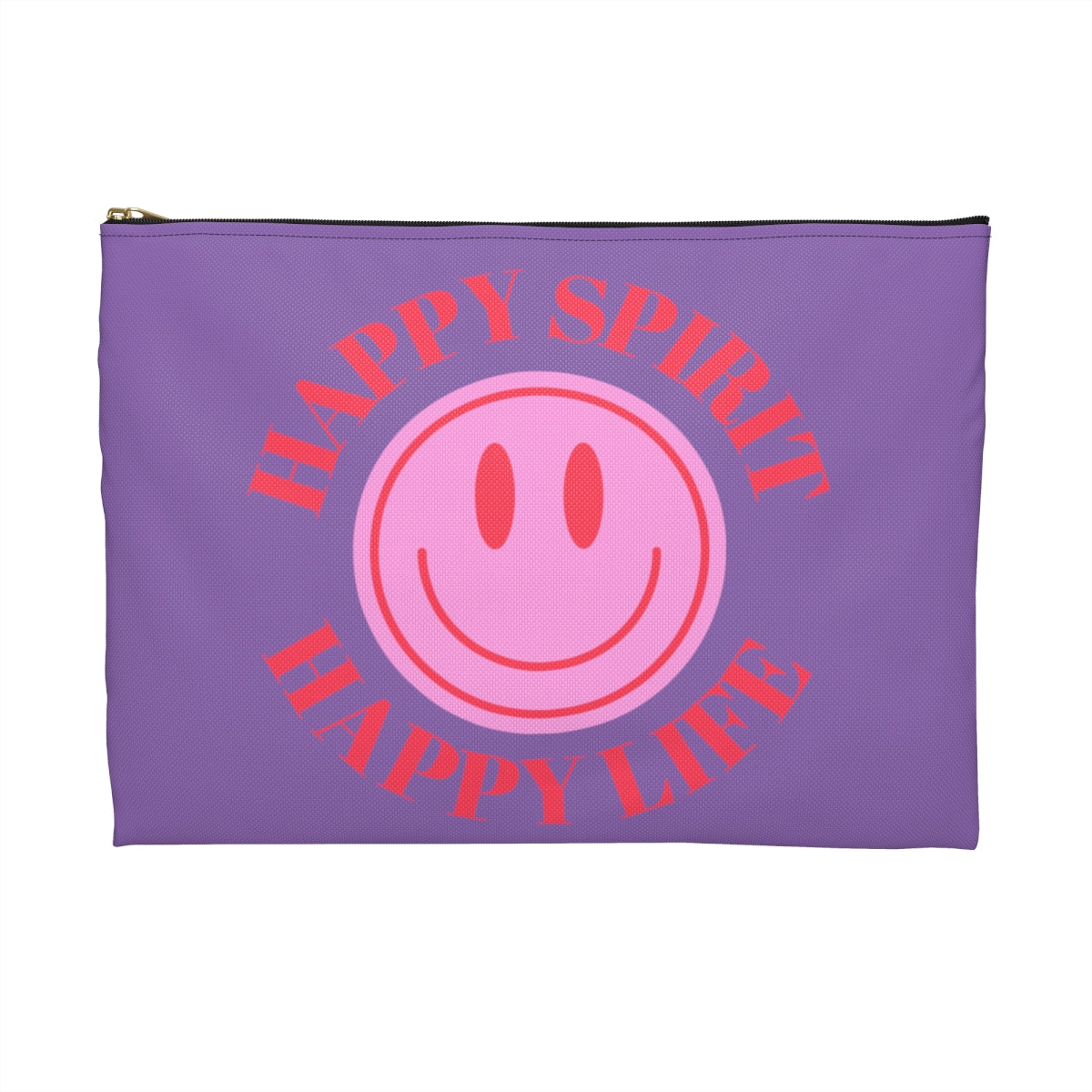 Happy Spirit Happy Life Accessory Pouch, Y2K Pouch, Vsco Girl Make Up Bag, Tumblr Smile Bag, Purple Case, Pencil Case, Travel Case,