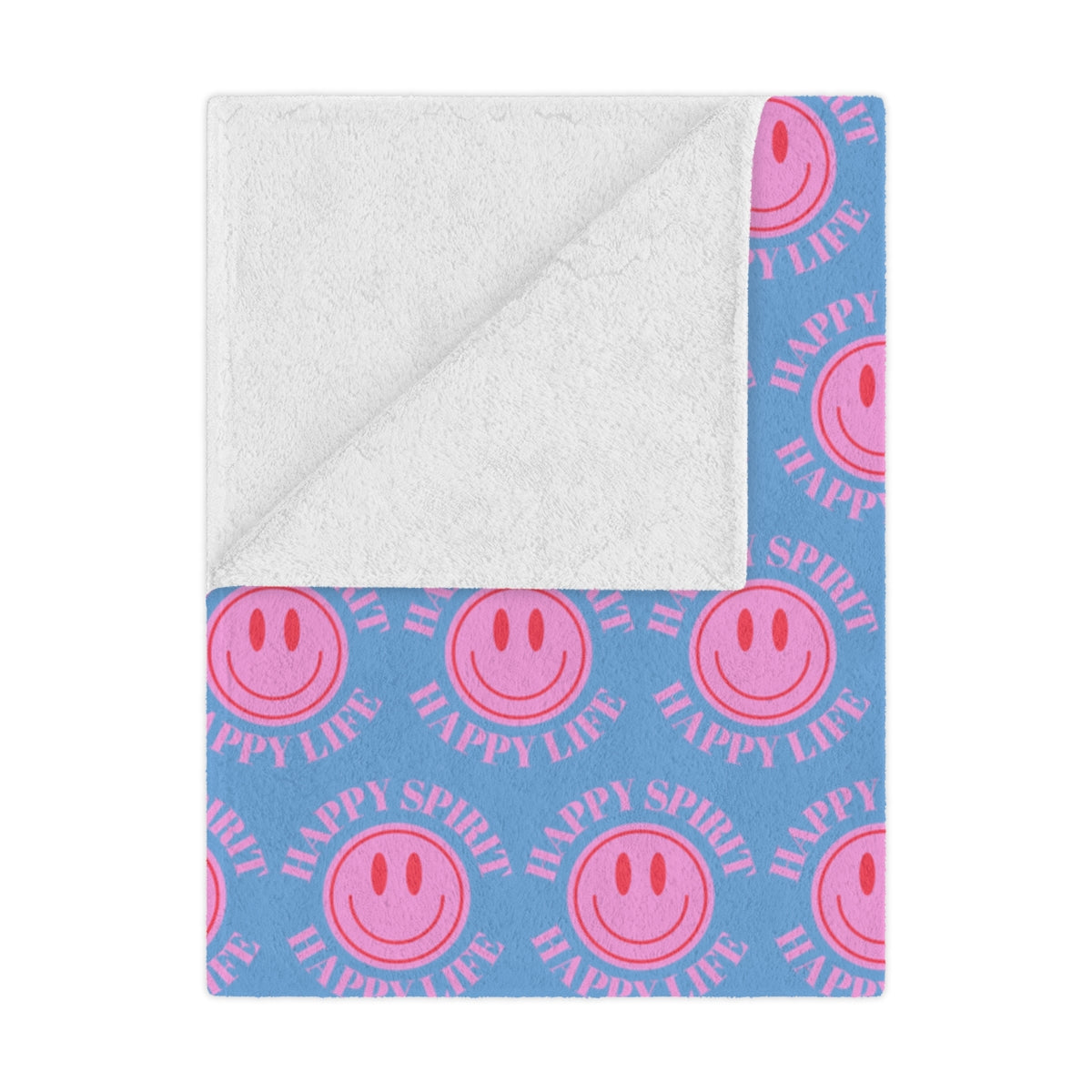 Adult Pink Smile Minky Blanket, Happy Spirit Happy Life Happy Mind Blanket, Aesthetic Blanket, Adult Fleece Smile Pink Y2k Throw