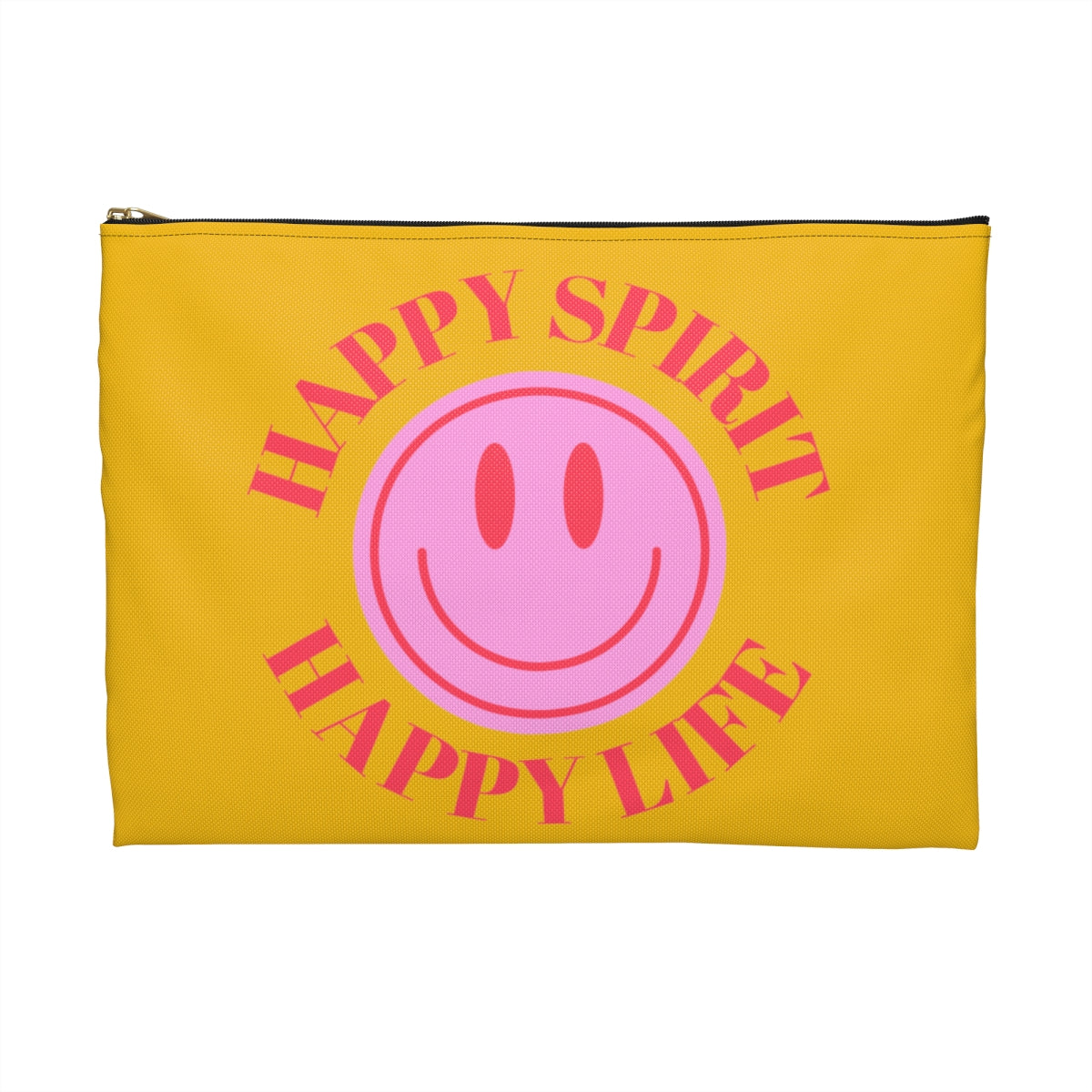 Happy Spirit Happy Life Accessory Pouch, Y2K Pouch, Vsco Girl Make Up Bag, Tumblr Smile Bag, Purple Case, Pencil Case, Travel Case,