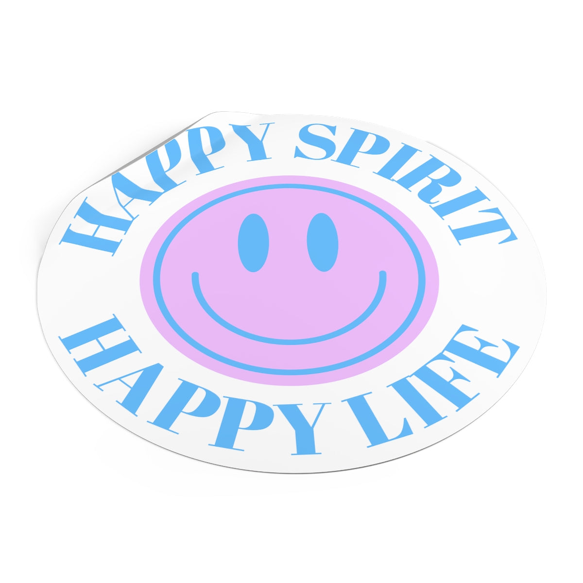 Happy Spirit Happy Life Round Vinyl Stickers, UV Smiley Stickers, Smile Sticker, Tumblr Retro Smile, VSCO Girl, Computer, Skateboard, Bumper