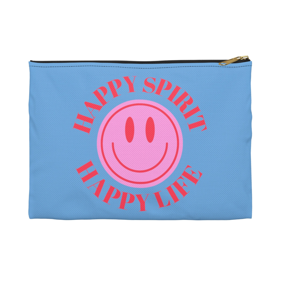 Happy Spirit Happy Life Accessory Pouch, Y2K Pouch, Vsco Girl Make Up Bag, Tumblr Smile Bag, Purple Case, Pencil Case, Travel Case,