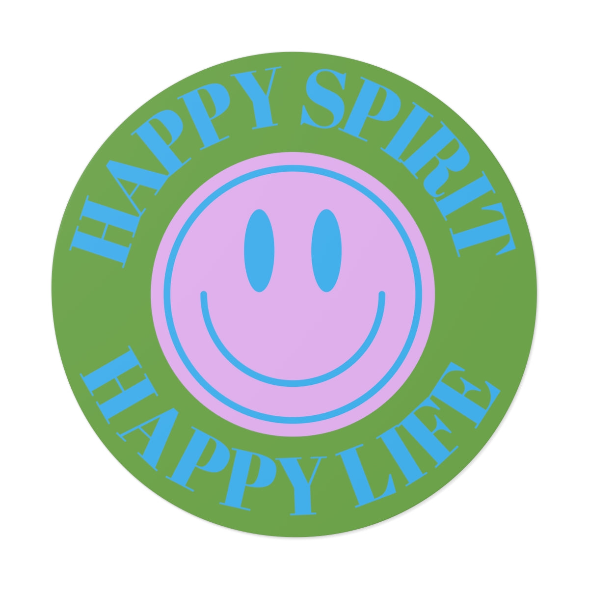 Happy Spirit Happy Life Round Vinyl Stickers, UV Smiley Stickers, Smile Sticker, Tumblr Retro Smile, VSCO Girl, Computer, Skateboard