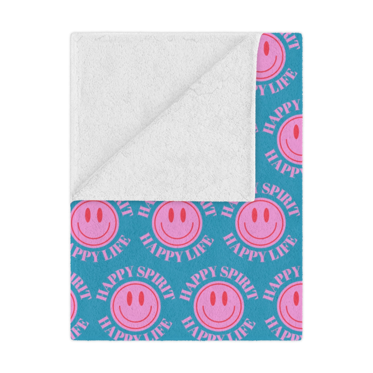 Adult Pink Smile Minky Blanket, Happy Spirit Happy Life Happy Mind Blanket, Aesthetic Blanket, Adult Fleece Smile Pink Y2k Throw