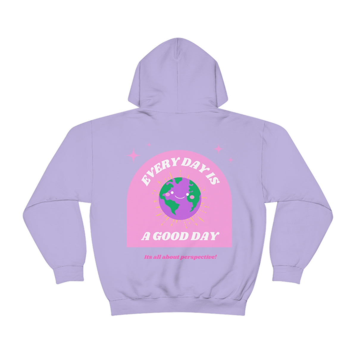 Retro Every Day is a Good Day, Its All About Perspective Earth Pink Purple Back Graphic Hoodie, VSCO Girl Oversized Trendy Tumblr Sweatshirt