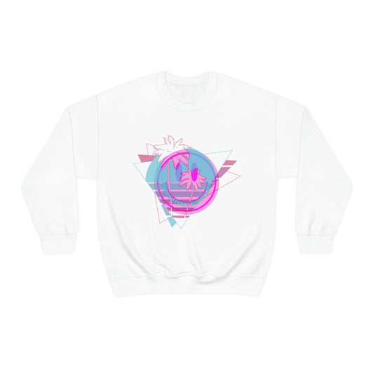 Happy Spirit Happy Life Sweatshirt, VSCO Girl Crewneck, Oversized Retro Font Graphic Tumblr, Front Print Smile Face Trendy Cover Up