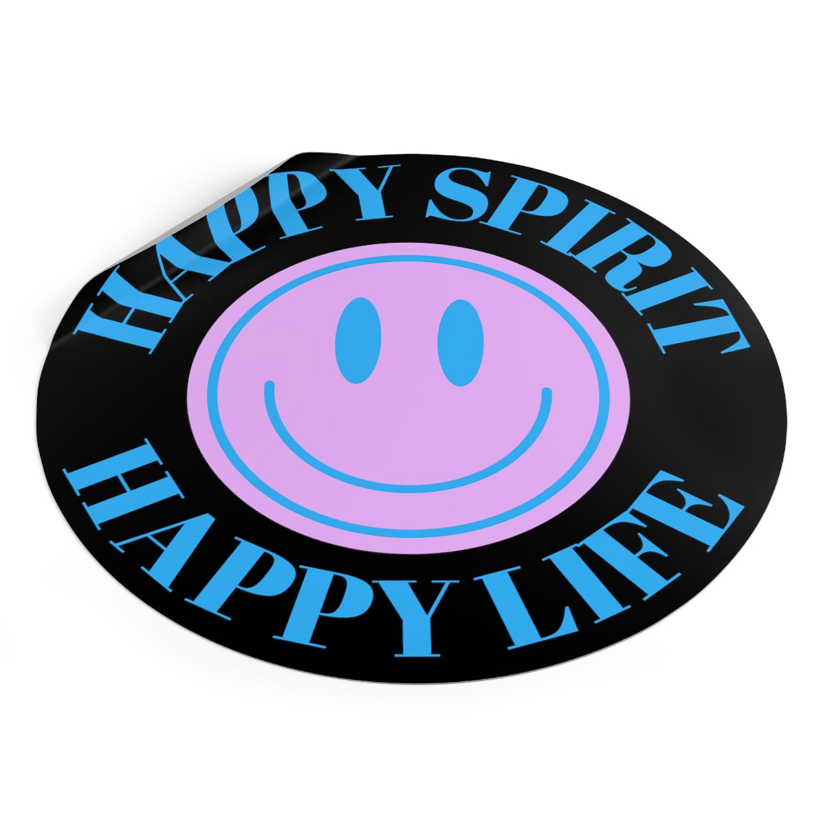 Happy Spirit Happy Life Round Vinyl Stickers, UV Smiley Stickers, Smile Sticker, Tumblr Retro Smile, VSCO Girl, Computer, Skateboard, Bumper