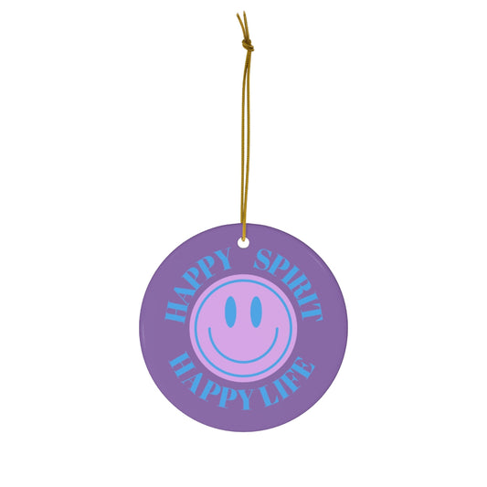 Holiday Ornament Happy Spirit Happy Life, Happiness Ornament, Modern Ornament, Smile Decoration, VSCO, Tumblr, Purple Smile, Retro Christmas