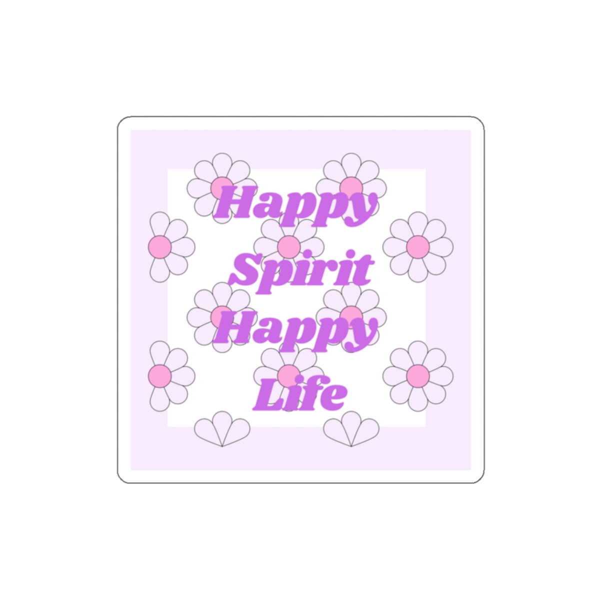 Aesthetic Sticker Happy Spirit Happy Life, Happy Mind Positivity Die-Cut Sticker, Flowered Pink Purple Earth Smile Y2K Graphic