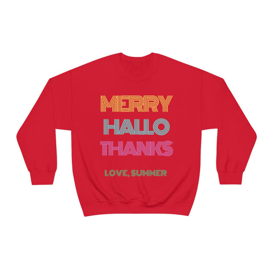 Funny Holiday Sweatshirt, Merry Christmas Halloween, Thanksgiving, Love Summer, Retro Neon Font, Trendy, Vsco Girl, Tumblr Oversized 3 in 1