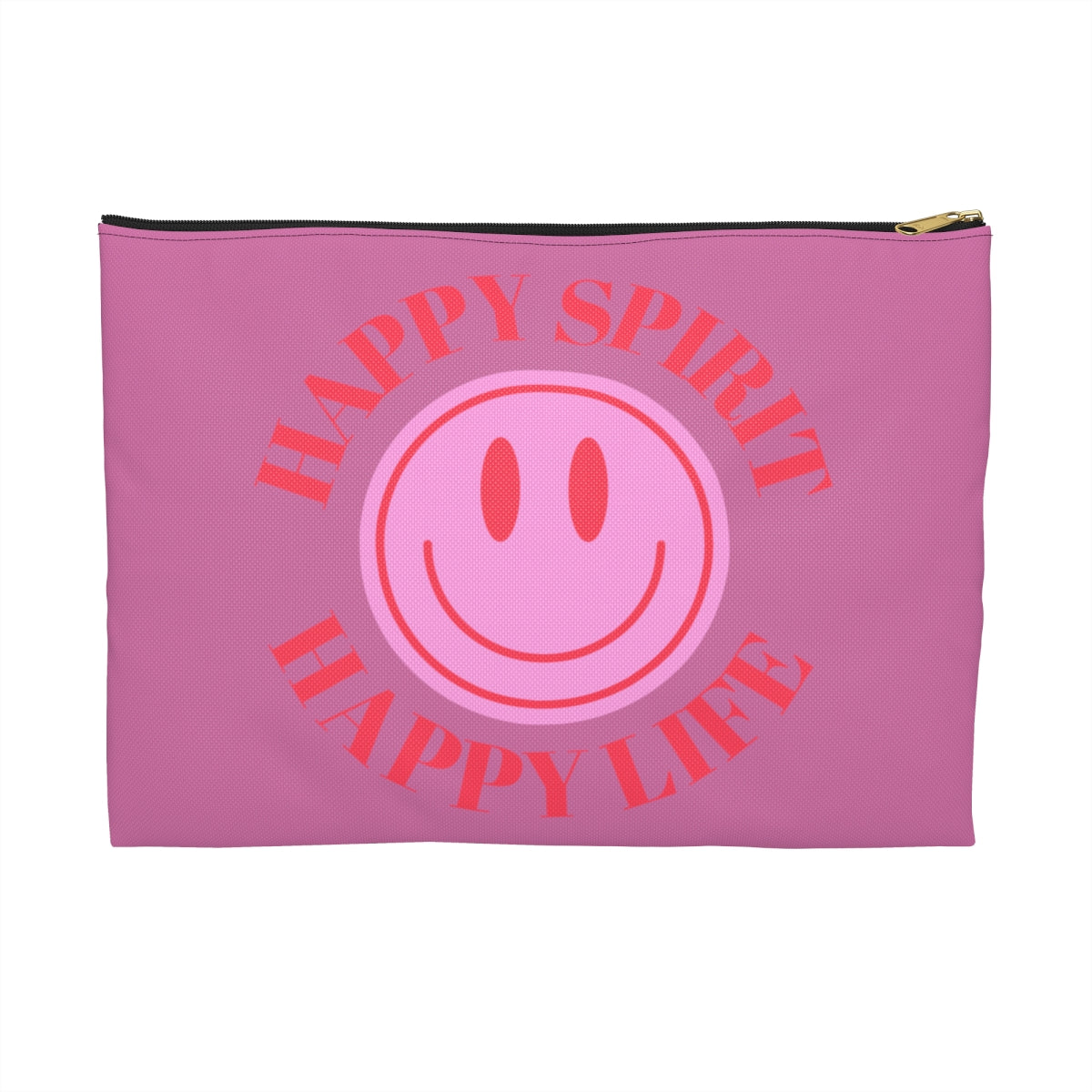 Happy Spirit Happy Life Accessory Pouch, Y2K Pouch, Vsco Girl Make Up Bag, Tumblr Smile Bag, Purple Case, Pencil Case, Travel Case,