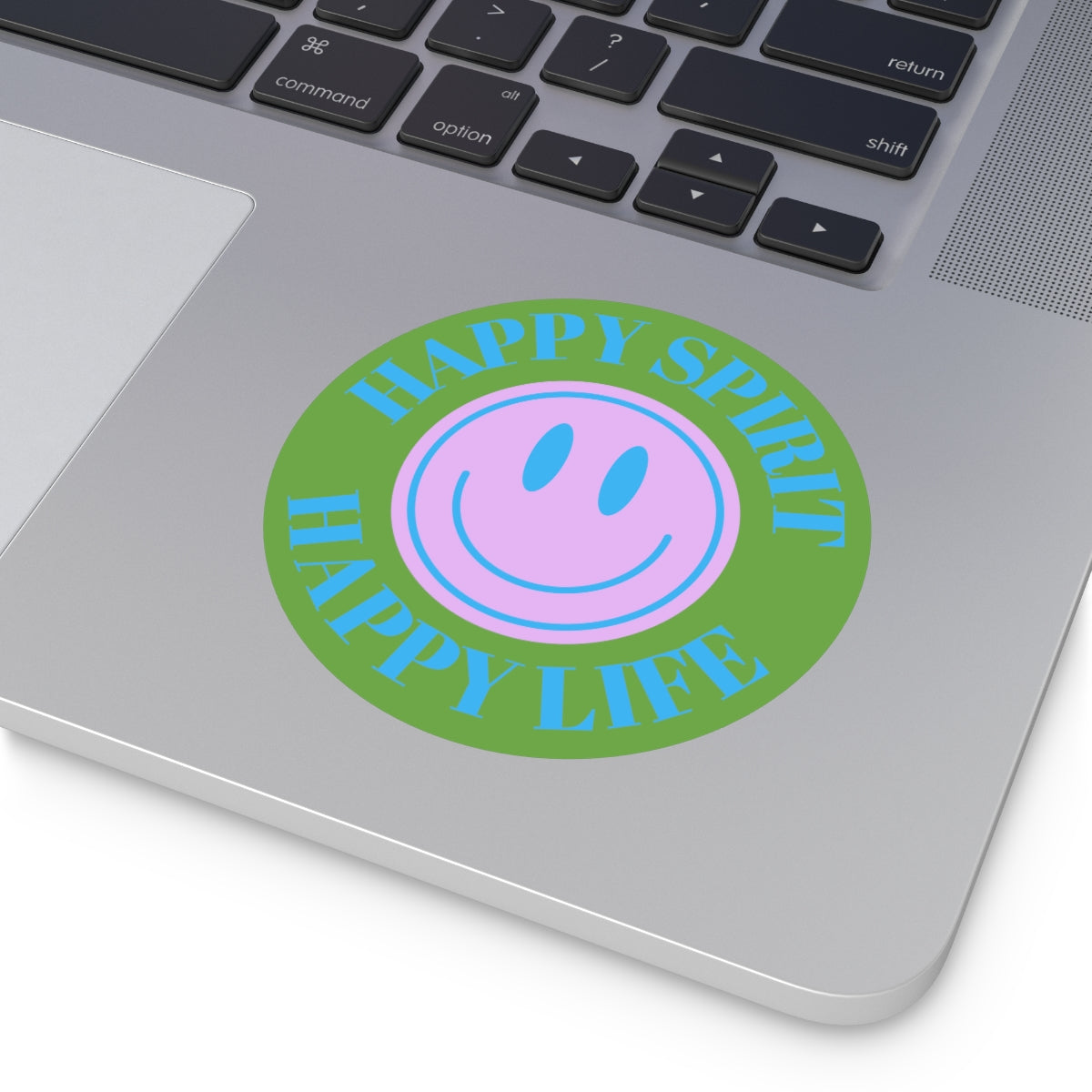 Happy Spirit Happy Life Round Vinyl Stickers, UV Smiley Stickers, Smile Sticker, Tumblr Retro Smile, VSCO Girl, Computer, Skateboard