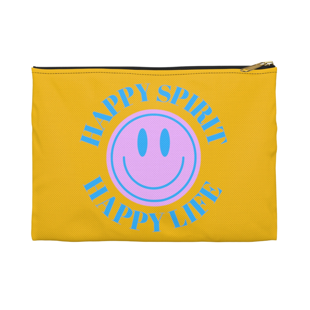 Happy Spirit Happy Life Accessory Pouch, Y2K Pouch, Vsco Girl Make Up Bag, Tumblr Smile Bag, Purple Case, Pencil Case, Travel Case,