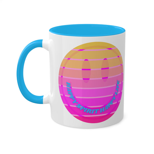 Retro Happy Spirit Happy Life Aesthetic Mug, Smile Face Mug, Trendy Coffee Mug, Tumblr Mug, Aesthetic Happy Life Gift, Aesthetic Mug