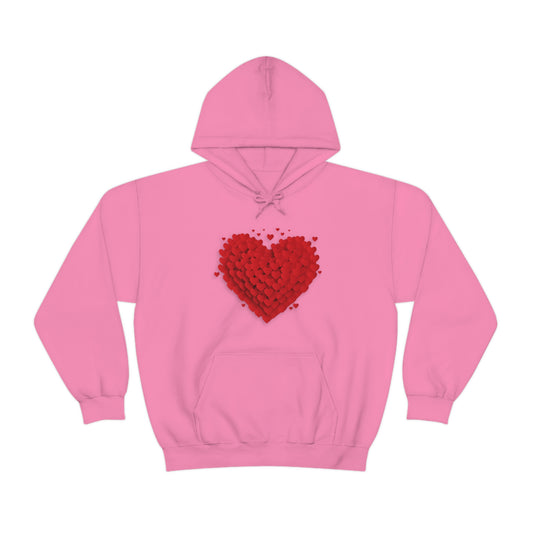 Love 3D Hearts Hoodie Sweatshirt, Pile of Hearts Love Hoodie, Valentine's Pink and Red Hoodie Pastel Pink Lavender and Mint Hoodie