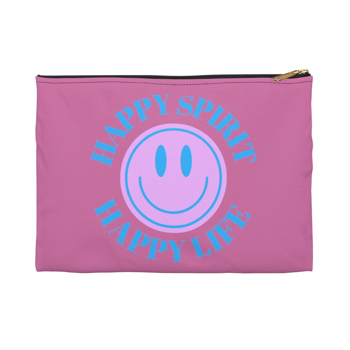 Happy Spirit Happy Life Accessory Pouch, Y2K Pouch, Vsco Girl Make Up Bag, Tumblr Smile Bag, Purple Case, Pencil Case, Travel Case,