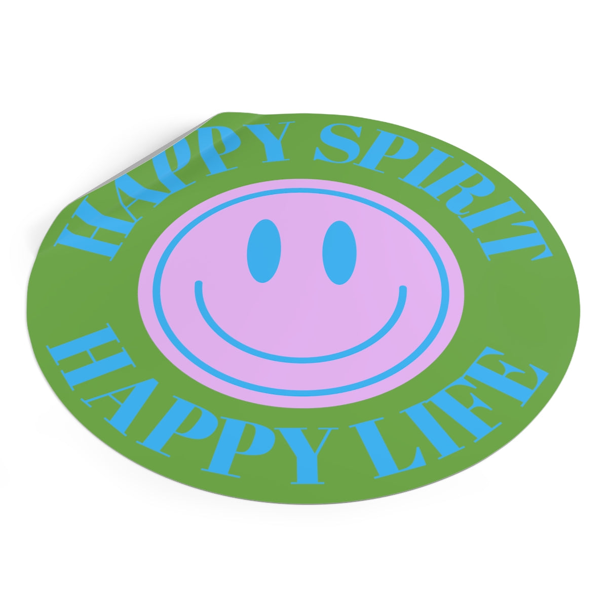 Happy Spirit Happy Life Round Vinyl Stickers, UV Smiley Stickers, Smile Sticker, Tumblr Retro Smile, VSCO Girl, Computer, Skateboard