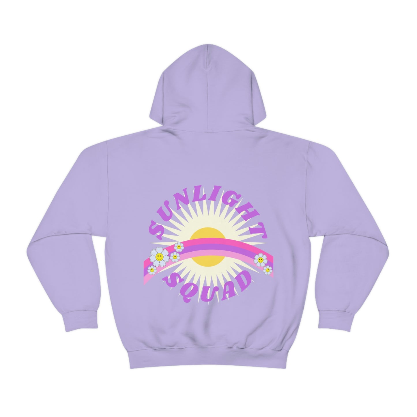 Retro Smile Flower Pink Purple Lavender Lilac Hoodie, Sunlight Squad Sweatshirt, Back Graphic Hoodie, VSCO Girl Oversized Trendy Tumblr Top