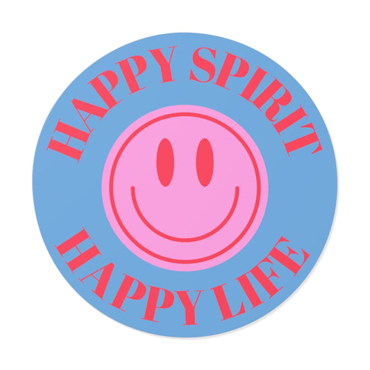 Happy Spirit Happy Life Round Vinyl Stickers, UV Smiley Stickers, Smile Sticker, Tumblr Retro Smile, VSCO Girl, Computer, Skateboard, Bumper