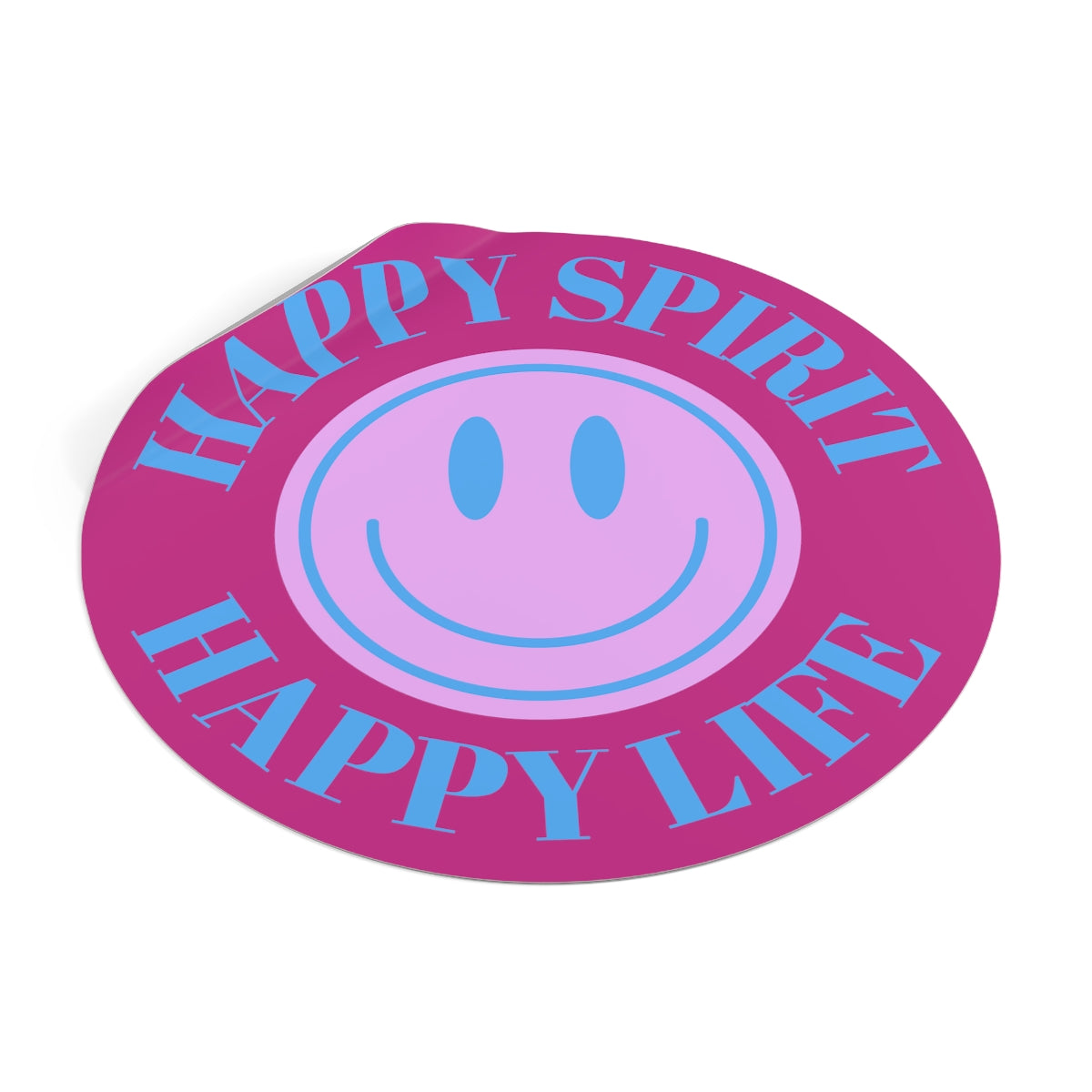 Happy Spirit Happy Life Round Vinyl Stickers, UV Smiley Stickers, Smile Sticker, Tumblr Retro Smile, VSCO Girl, Computer, Skateboard