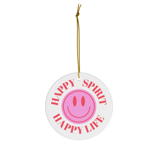 Holiday Ornament Happy Spirit Happy Life, Happiness Ornament, Modern Ornament, Smile Decoration, VSCO, Tumblr, Pink Smile, Retro Christmas