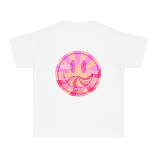 Kids Retro Smile T shirt, Youth Happy Spirit Happy Mind, Aesthetic t shirt, Graphic tee, Tumblr Tshirt, Trendy Oversized Comfort Colors Tee