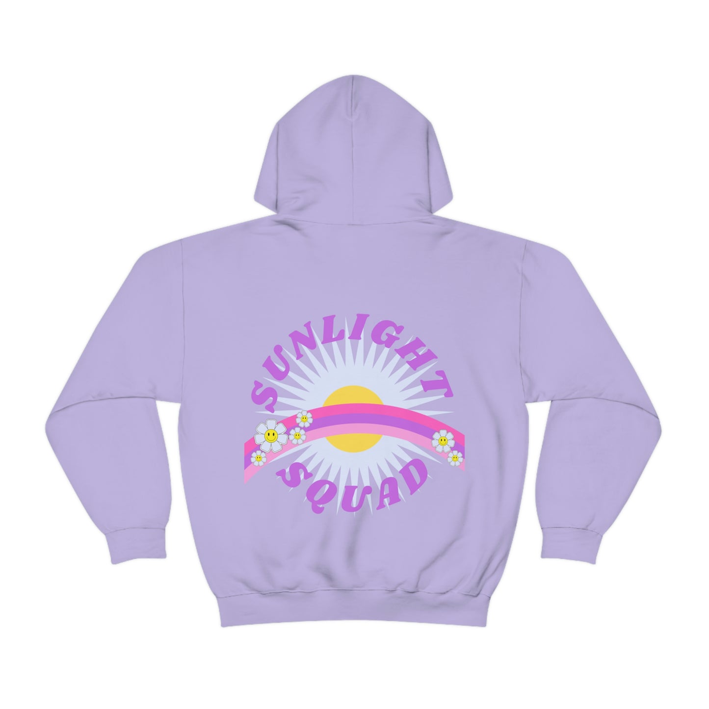 Retro Smile Flower Pink Purple Lavender Lilac Hoodie, Sunlight Squad Sweatshirt, Back Graphic Hoodie, VSCO Girl Oversized Trendy Tumblr Top