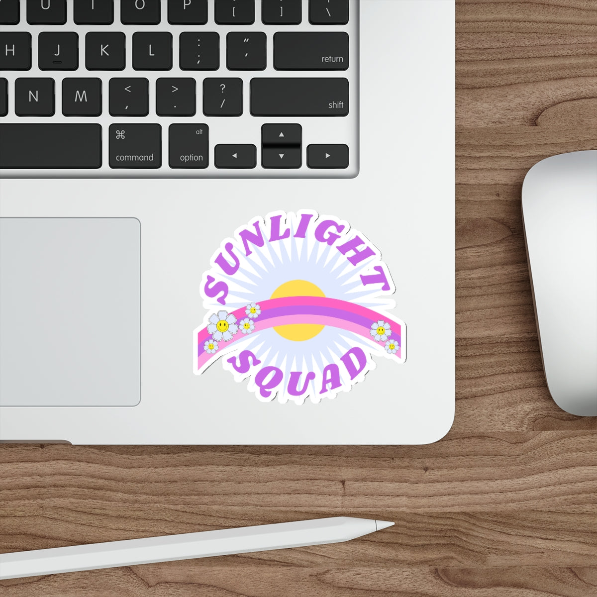 Aesthetic Sticker Sunlight Squad, Smile Flower Happy Mind Die-Cut Sticker, Positivity Pink Purple Earth Smile Y2K Graphic Sticker