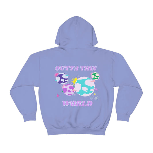 Retro Outta This World Lilac Violet Lavender Graphic Hoodie, VSCO Girl Sweatshirt, Tumblr Hoodie, Oversized Trendy Back Print Top Rare Color