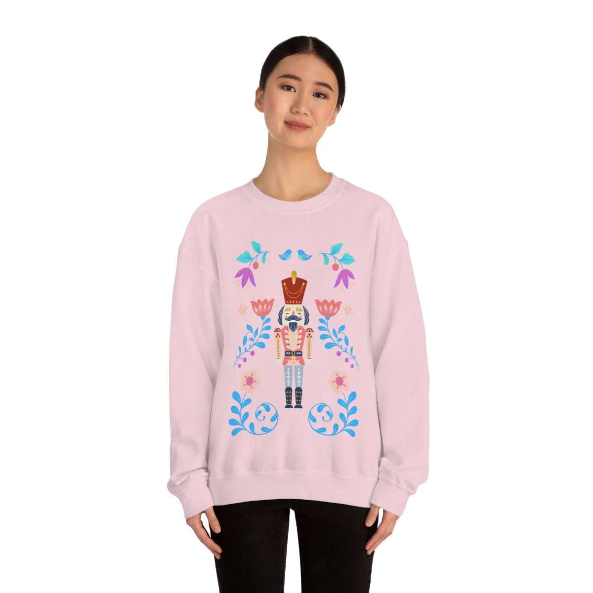 Nutcracker Modern Sweatshirt, Blue Nutcracker Sweatshirt, Trendy Christmas Minimalist  Sweatshirt, Xmas Crewneck Bright Color Crewneck